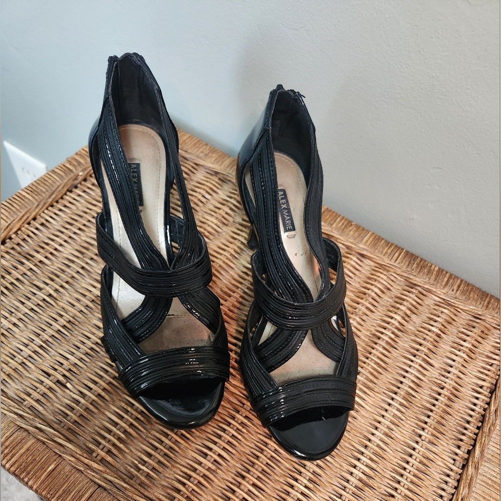 Alex Marie Black Strappy Open-Toe Heels